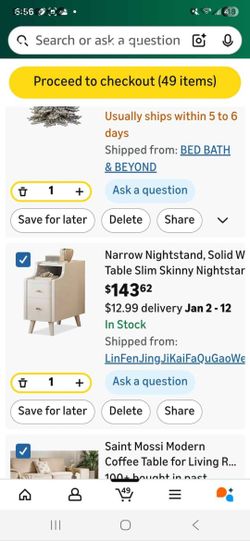 Narrow Solid Wood Table Slim Skinny Nightstands or accent table with 2 Drawers - 2 Available