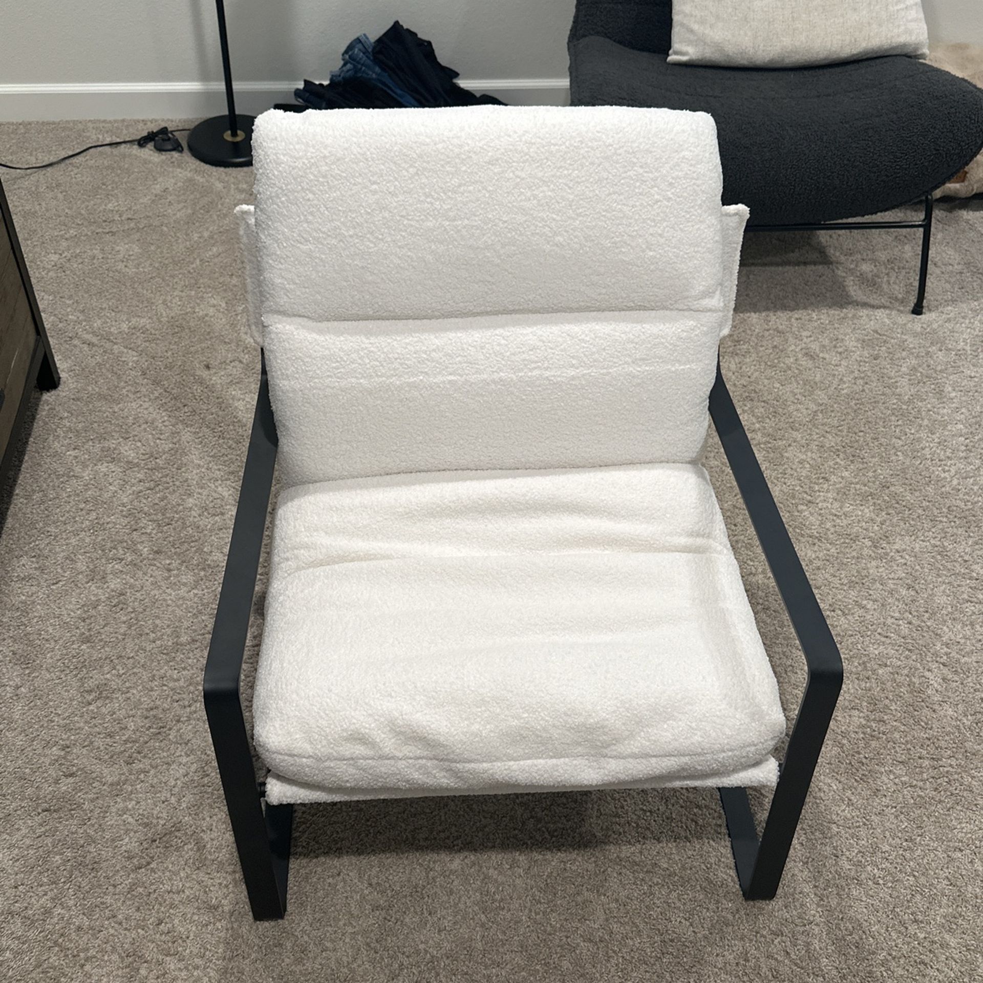 Accent Chair Brand New White And Black Metal