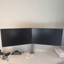 Dual Dell 24inch Monitor Setup With Arm stand