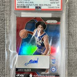 Jared McCain Prizm True Red Auto /99 PSA 10