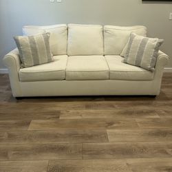 Amora Ivory White Fabric 86” Sofa 