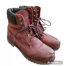 New TIMBERLAND Icon RED 6" Standard Lace Up Boots Size 8