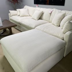 Pluma Ivory Fabric 4pc Modular Sectional