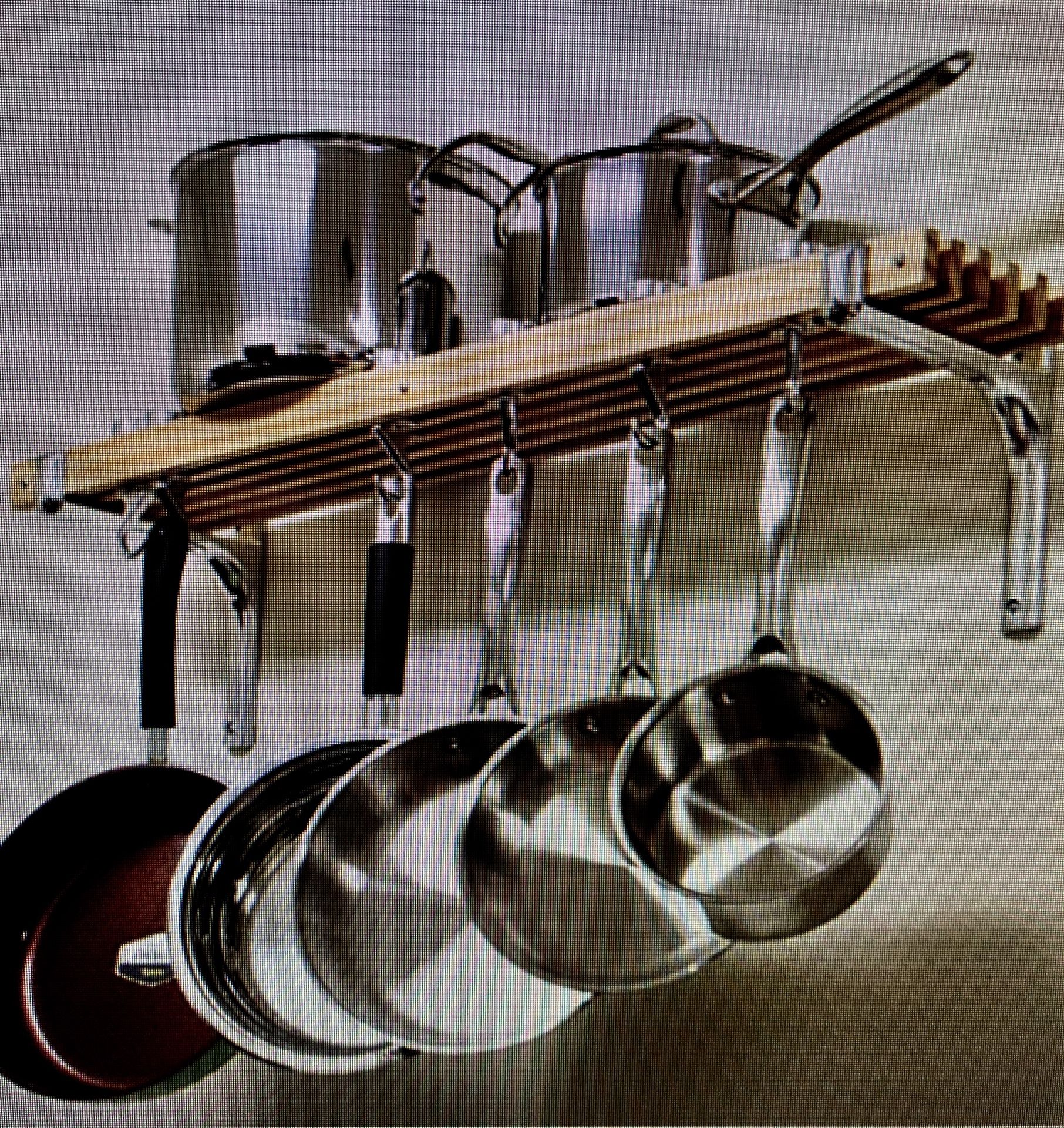 Wall Mounted Wooden Pot Rack