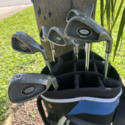 Set of Callaway Great Big Bertha Tungsten Titanium golf irons with Nitro Bag