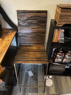 Rustic Wood and Metal Bar Stool handmade