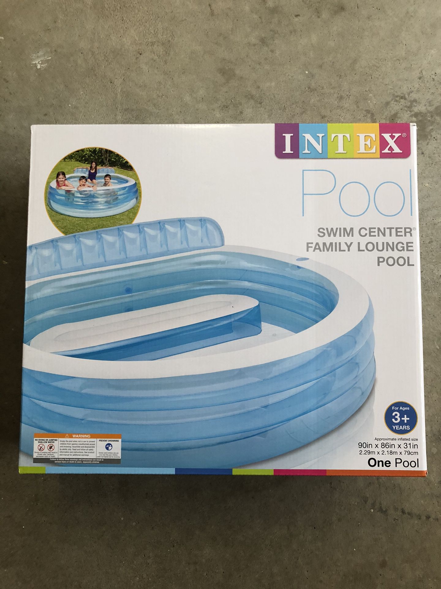 Intex Swim Center Inflatable Family Lounge Pool, 90” X 86” X 31”