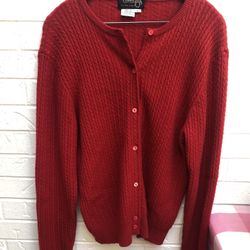 Country Shop Preowned Women’s Red Baby Cable Stitch Cardigan Size M