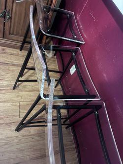 Clear Acrylic and Black Metal Bar Stools – Set of 3