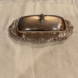 Silver Plated Butter Dish With Glass Insert