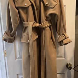 Manuri 100% Cashmere and Silk Lining Camel Color Coat, Size M