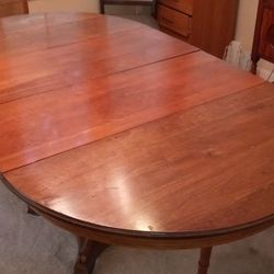 Dining Table, Cherry Wood, Expandable With 2 Leaves