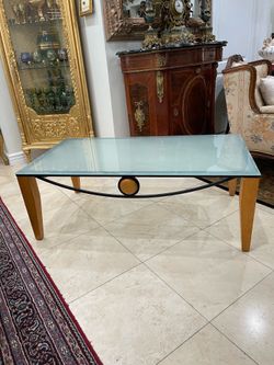 Beautiful Frosted Glass Coffee Table with Wood Legs🌷