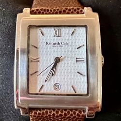 Vintage Kenneth Cole NY Quartz Analog Men’s Stainless Steel Watch  Genuine Leather
