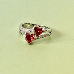Double Heart Ring, Size 10