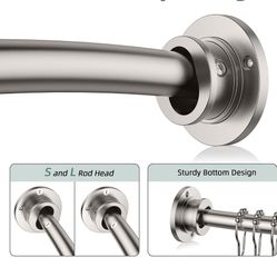 Industrial Curved Shower Curtain Rod 42-72 Inches, Stainless Steel Adjustable Round Shower Rod for Bathroom, Telescoping Design, Need To Drill