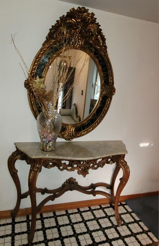 Antique Console Table & Mirror