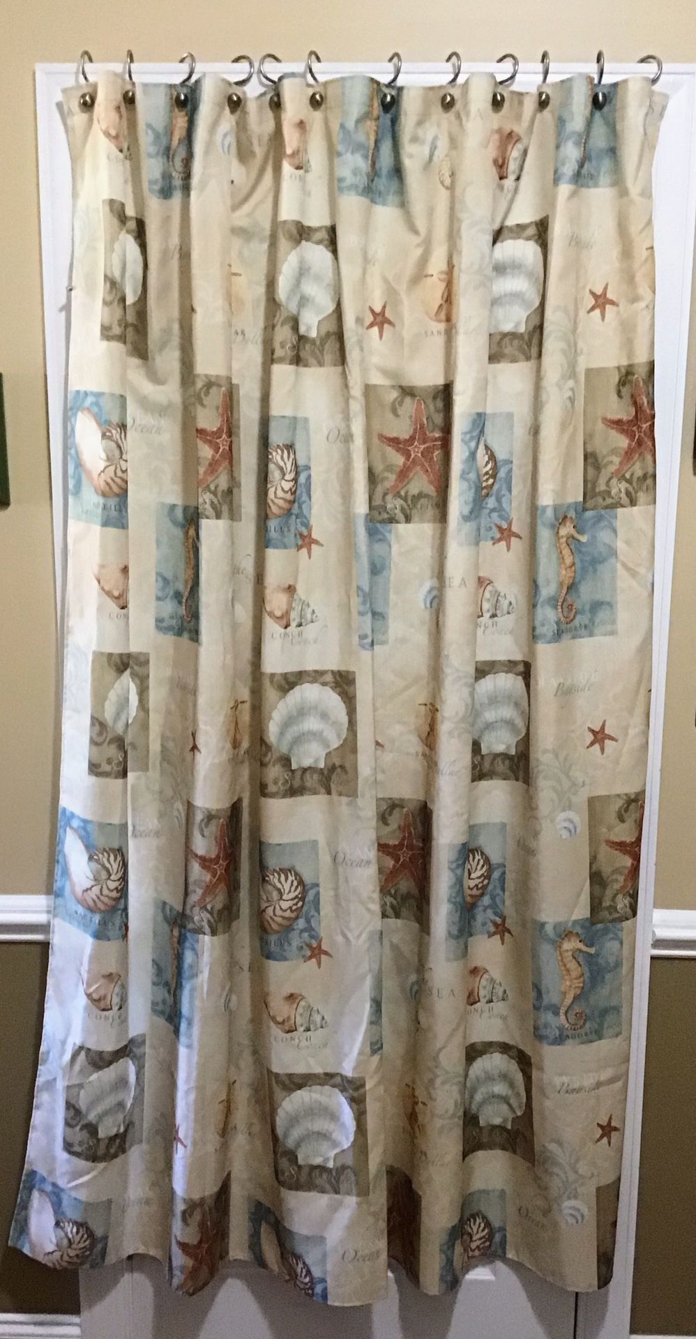 Bacova 100% Polyester Easy Care Beach Themed Shower Curtain