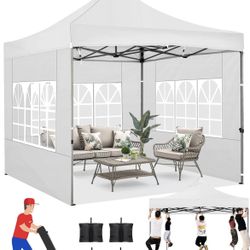10x10 Pop Up Canopy Tent with Sidewalls, Outdoor Gazebo Canopy Tent, Patio Event Tents Outdoor Commercia
