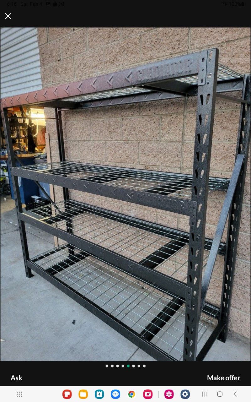 GLADIATOR 4-TIER WELDED STEEL GARAGE STORAGE SHELVING UNTIL 87"IN W X 72"IN H X 24"IN D