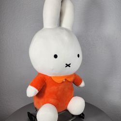 20" LARGE Miffy Bunny Sitting In Orange Dress Plush