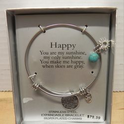 SILVERPLATED CHARM BRACELET - YOU ARE MY SUNSHINE - CHARMS - EXPANDABLE