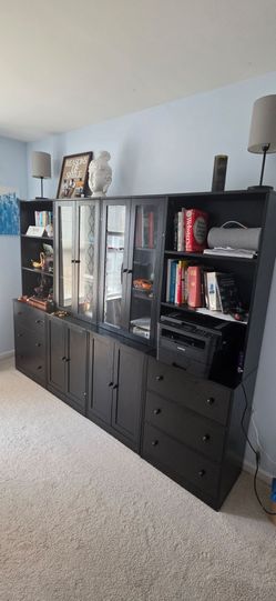 Like New  Black Storage Cabinet / Bookshelf / Hutch – Professionally Assembled – $400