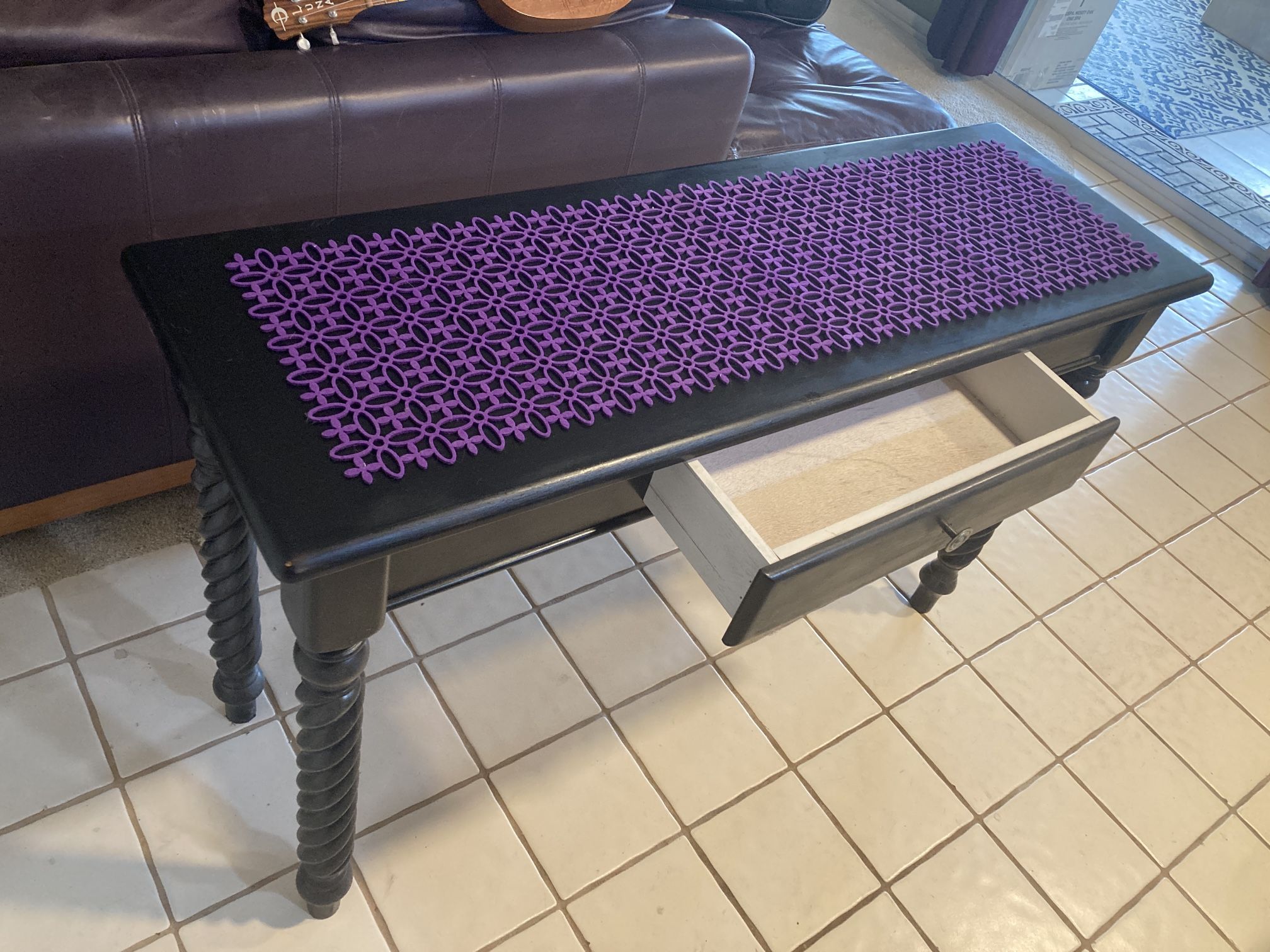 Sofa Table With Drawer Black Wood Entry Entryway Moving Yard Garage Sale