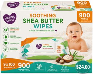 Parent's Choice Shea Butter Infused Wet Wipes, 900 Count, 3 packs of 300 wipes, Gentle Baby Wipes for Sensitive Skin