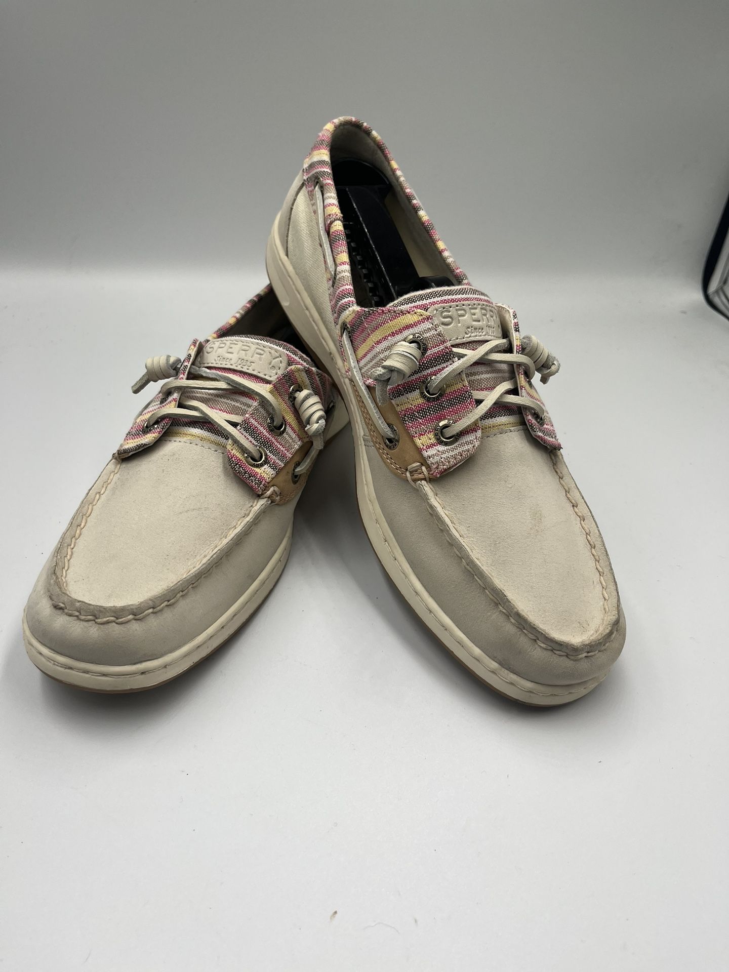 New Sperry Topsiders Women’s Size 9.5 Pink & Beige Rose Fish Boat Shoe NWOB