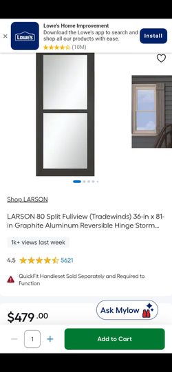 Larson Storm Door 36x80 Universal Hinge