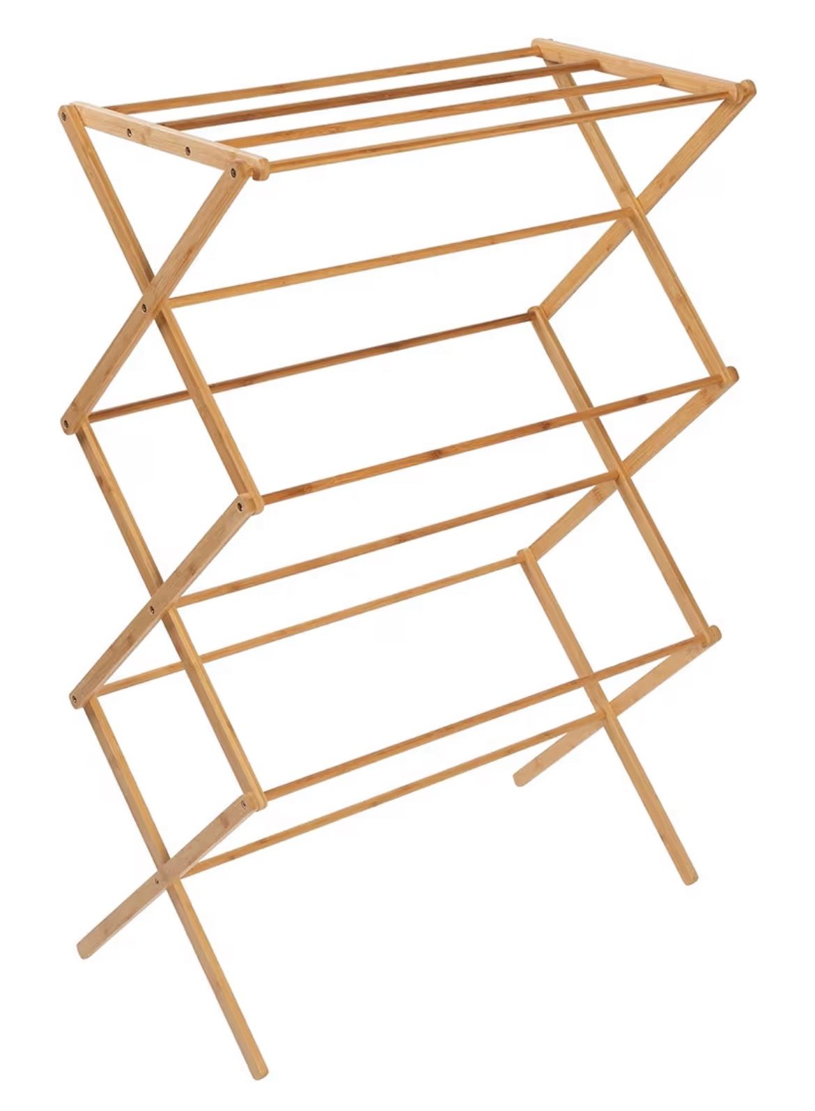 Honey-Can-Do Collapsible Bamboo Drying Rack – Sturdy & Foldable Laundry Drying Rack, Space-Saving & Portable Clothes Rack for Air-Drying Clothes, Towe