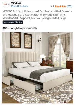 Moving Must Go! Upholstered Bed Frame with 4 Drawers