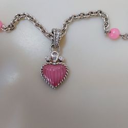 Judith Ripka 18 inch Pink Heart Necklace 