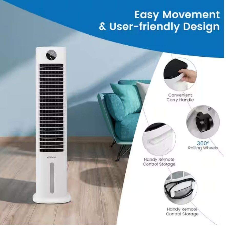42 in. Oscillating Portable Air Cooler 3- in-1 Cooling Tower Fan with 9H Timer Remote

