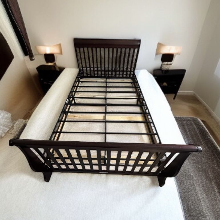 Full-size Brown Real Wood Bed Frame Bedroom Furniture