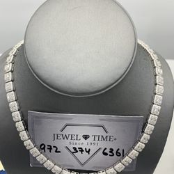 Baguette-style Sterling Silver with Moissanite chain 