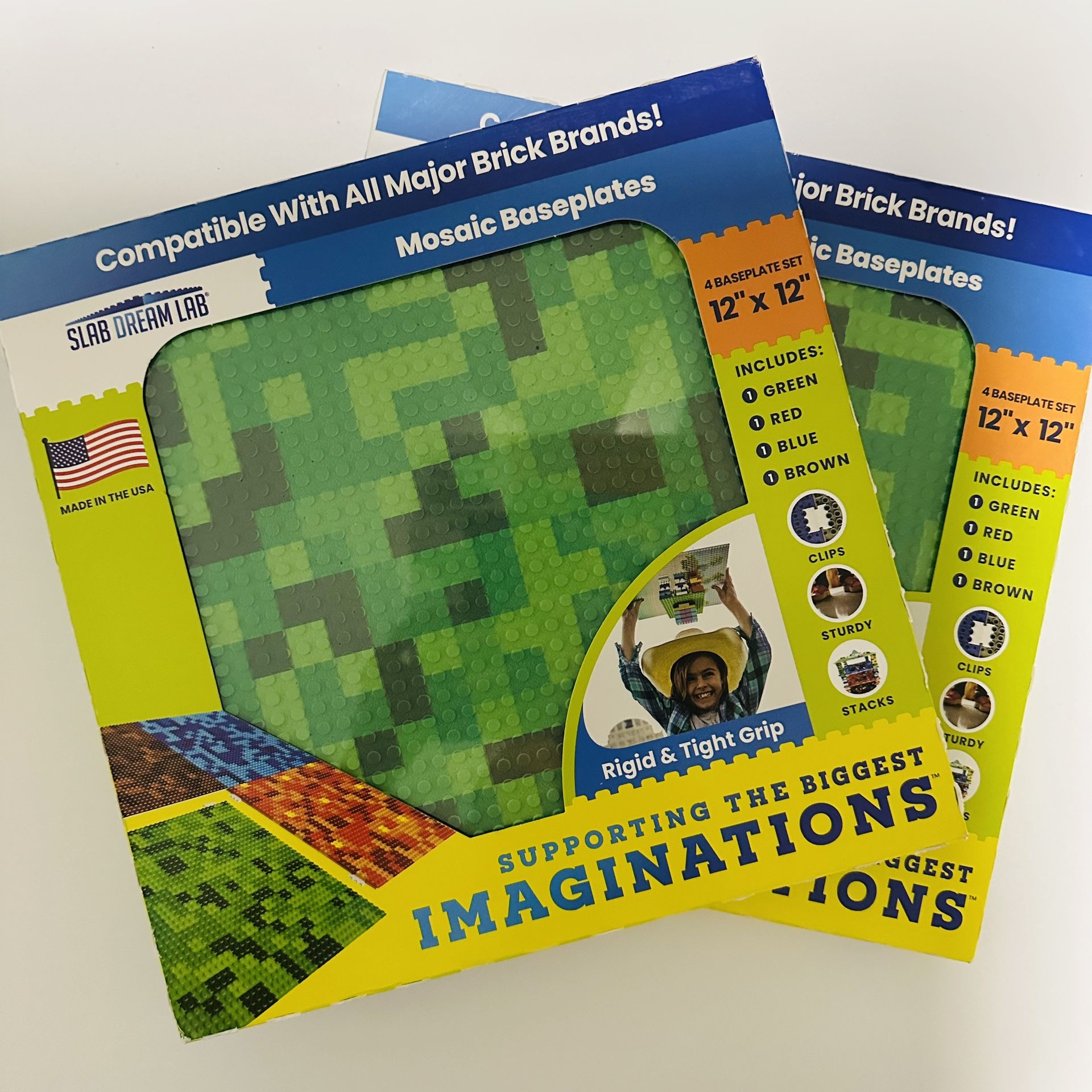 BRAND NEW - 2 Sets - Mosaic Baseplates - Slab Dream Lab For Major Brick Brands