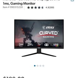 Curved msi 255hz gaming Monitor