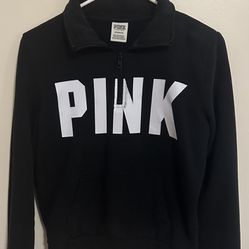 Black Quarter Zip PINK Sweater- Size Small