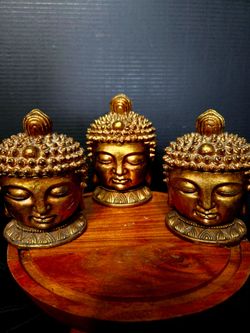 Vintage 3 Buddha Wooden Boxes traditional Ashtalakshmi Kalash or ritual pots