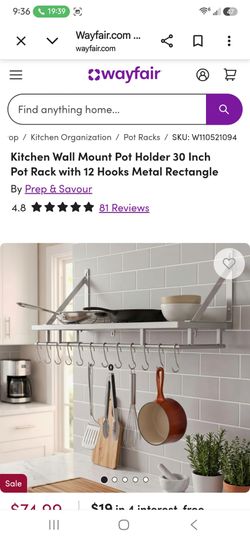 KES 30-Inch Pot Rack with 12 Hooks