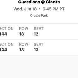 San Francisco Giants versus Cleveland guardians two bleacher tickets