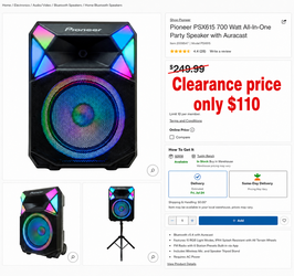 NEW - Pioneer 15-Inch 700-Watt Party Speaker