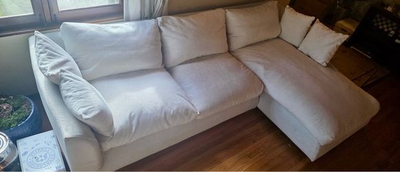White Fabric Sectional Sofa