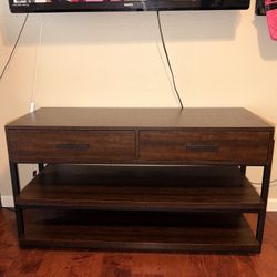 Dark Wood Entertainment Center W/ Drawers