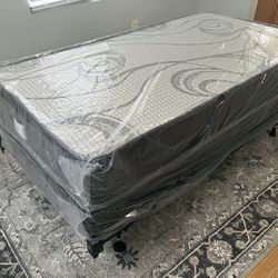 New Mattress, Boxprings & Metal Frame. All Sizes Available. Excellent Quality Low Prices. Twin At $99. Hablamos Espanol.