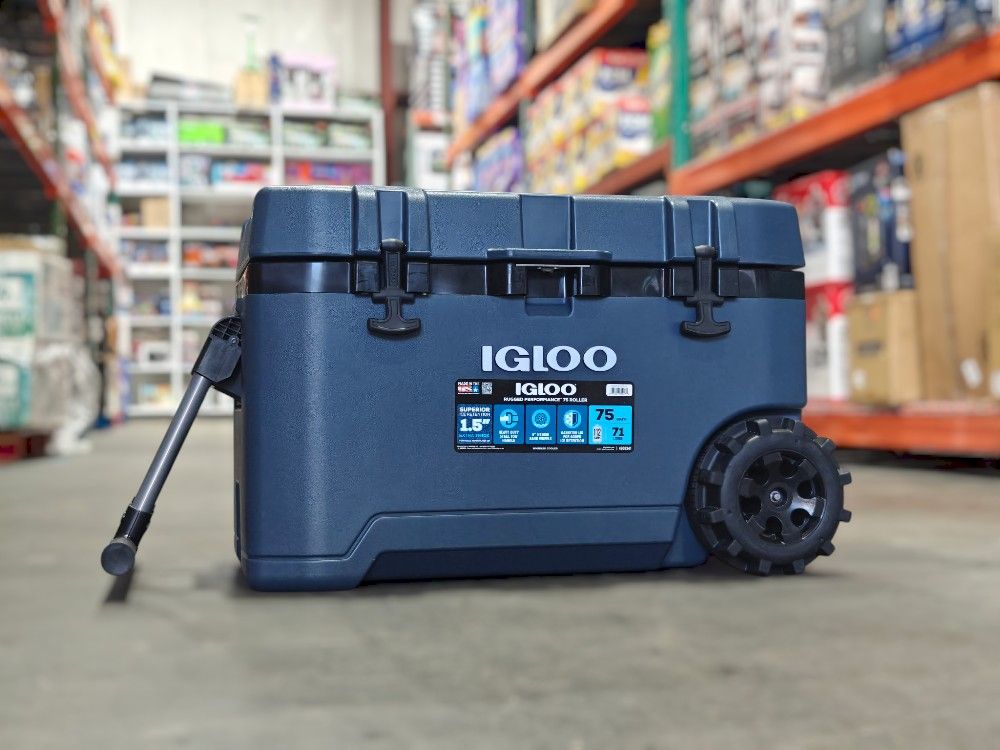 Igloo 75 Quart Rugged Blue Performance Cooler with Wheels