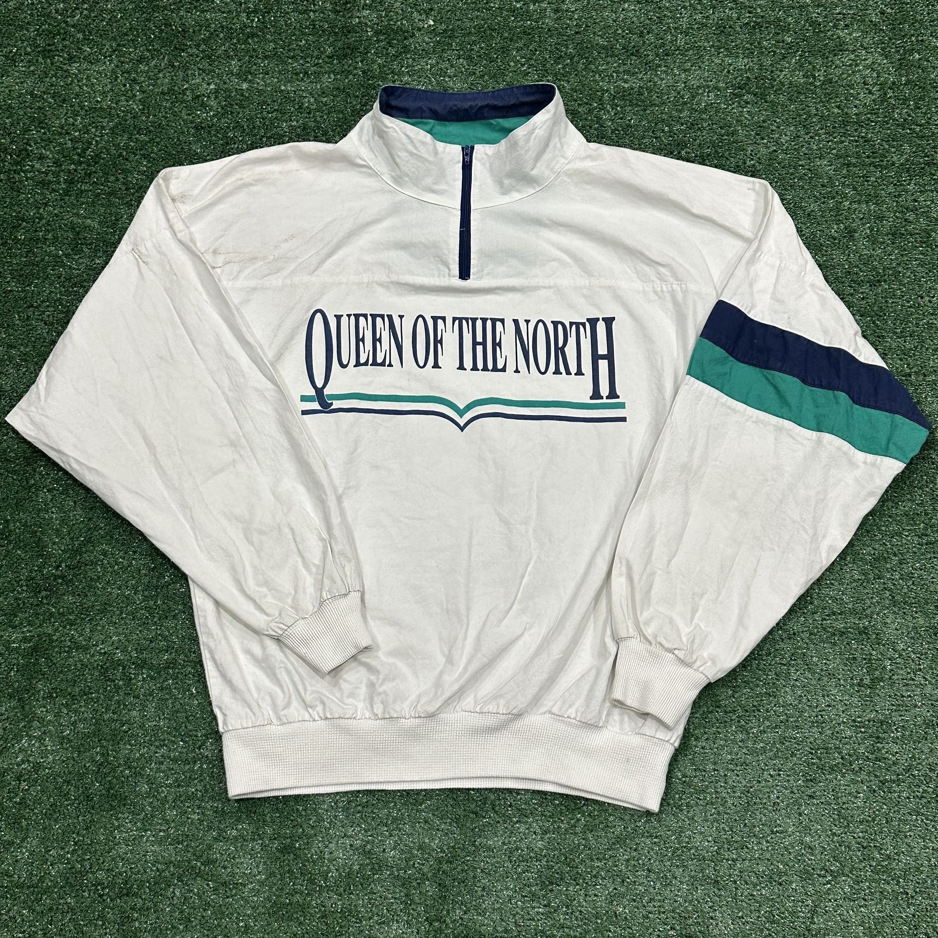 Vintage Wilson Queen of the North Men’s Pullover Sweater Windbreaker Size Large Long Sleeve Sz L