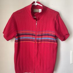 Liz Claiborne Liz Sport Stripes Knit Top 100% Cotton Size M